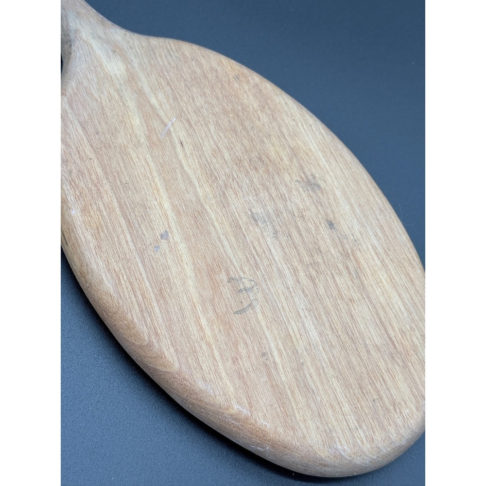 Vintage Handheld Wood Mirror Oval Natural Grain Vanity Hand Mirror Brown